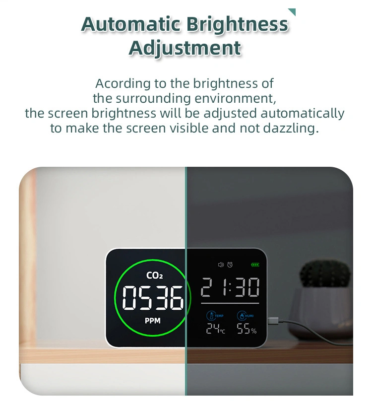 Analisador de qualidade do ar de ecrã grande com ar de humidade de temperatura de CO2 Detector de qualidade Monitor de qualidade do Ar Interior