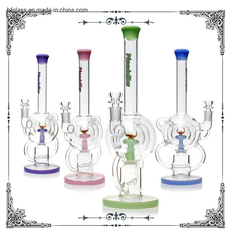 Phoenix 14 Inches Showerhead Perc Glass Ball Great Function Round Base Mixed Color Recycler Hookah Glass Smoking Water Pipe High quality/High cost performance 