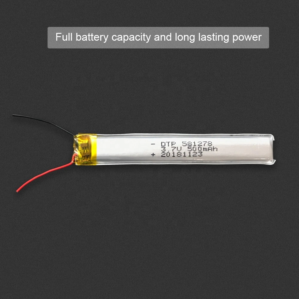 China Hersteller Lithium-Ionen-Akku Kc Zertifikat 581278 3,7V 500mAh Wiederaufladbare Batterien