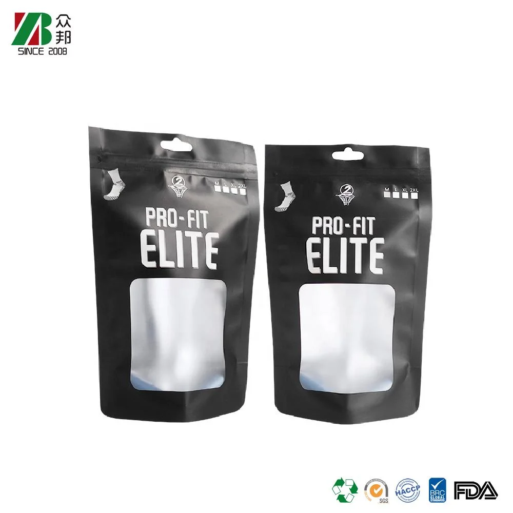 Mylar Plastic Thickened Bottom Socks Bio One Side Clear Window Packaging Bag Resistance To Extrusion