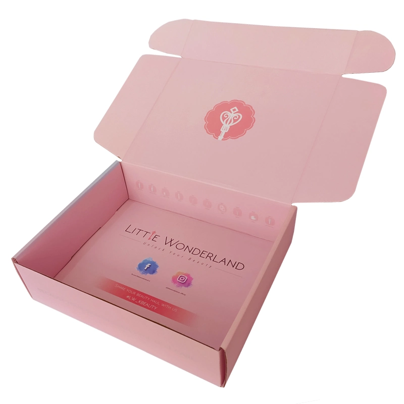 Großhandel/Lieferant Custom Eco Friendly Gedruckt Blank Farbige Rosa Verpackung Mailer Boxen Kraft starre Wellpappe Versandbox mit Logo