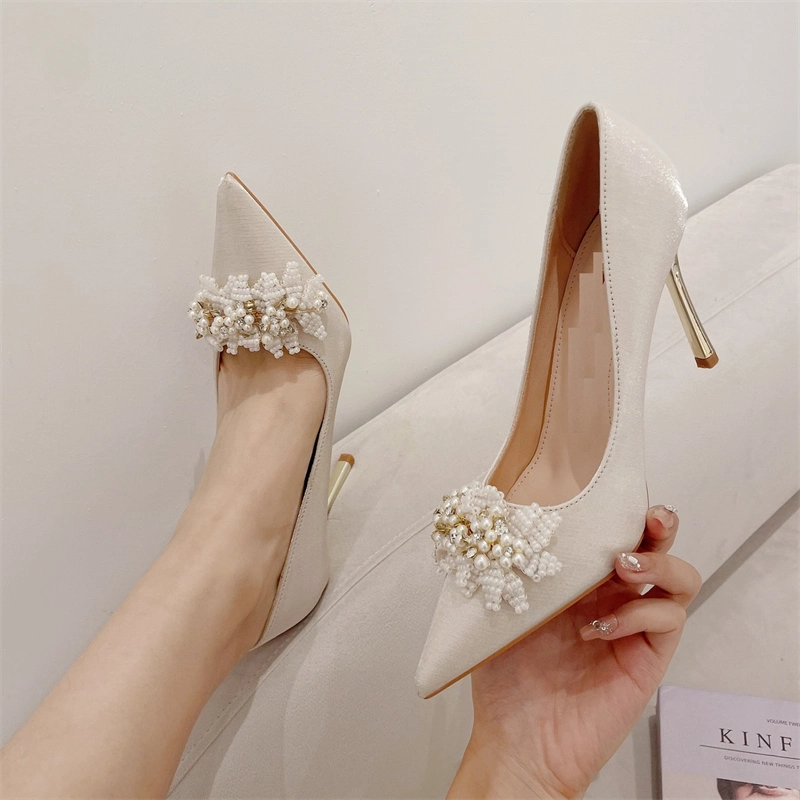 Stiletto talons pointus nouvel an noël fête de mariage robe de chaussure Lady Femmes