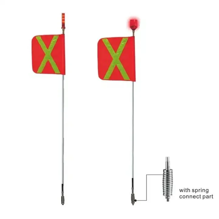 New Wholesale/Supplier Mining Safety Reflective Flag with Heavy Duty Spring Mount LED Whip