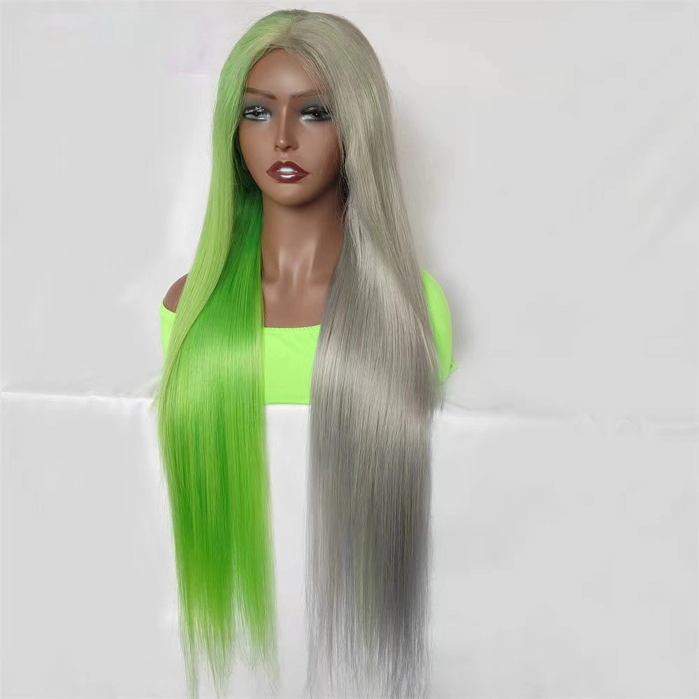 10A T Lace 150 180 Density HD Full Lace Human Pelo Wigs mujeres al por mayor Brazilian Virgin Green/Grey Color encaje de pelo Cable frontal