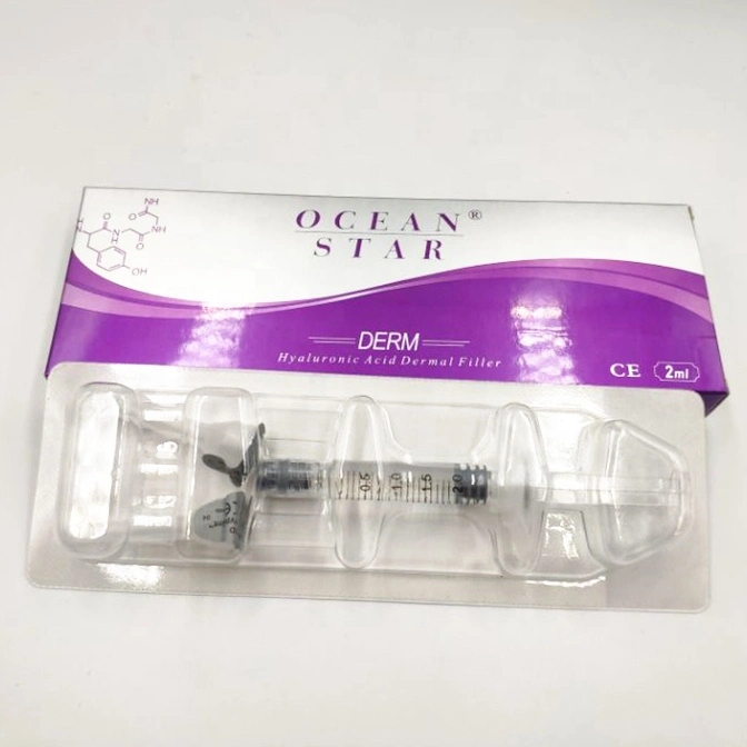 Cirurgia plástica Cosméticos Anti-Wrinkle química para os cuidados da pele da face de gel de ácido hialurônico Ha enchimentos dérmica 2ml Vial Produtos de beleza de injecção