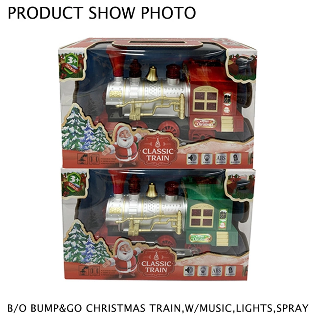 Battery Operated Smoke Locomotive Electric Spray Train Toy Classics Christmas Train Set with Light Music