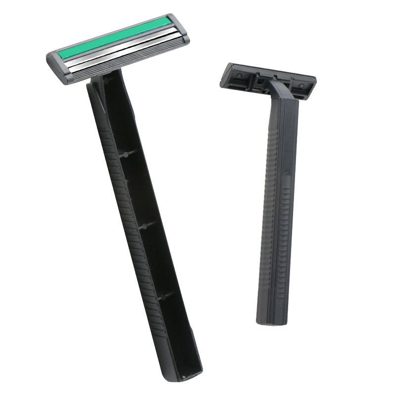 Duas lâminas de barbear descartáveis Cabeça Fixa a nitidez dos homens se barbear com alça longa