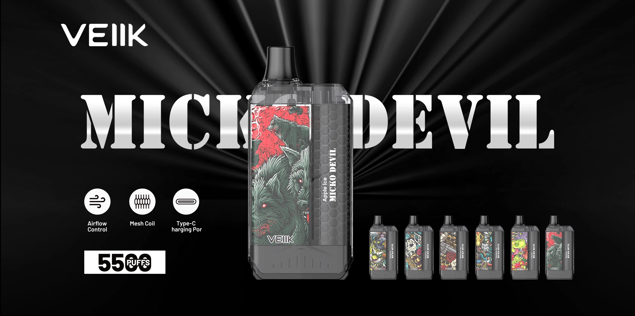 Veiik Micko Devil Vente en gros OEM jetable Vape Pen Devil 5500 Bouffées