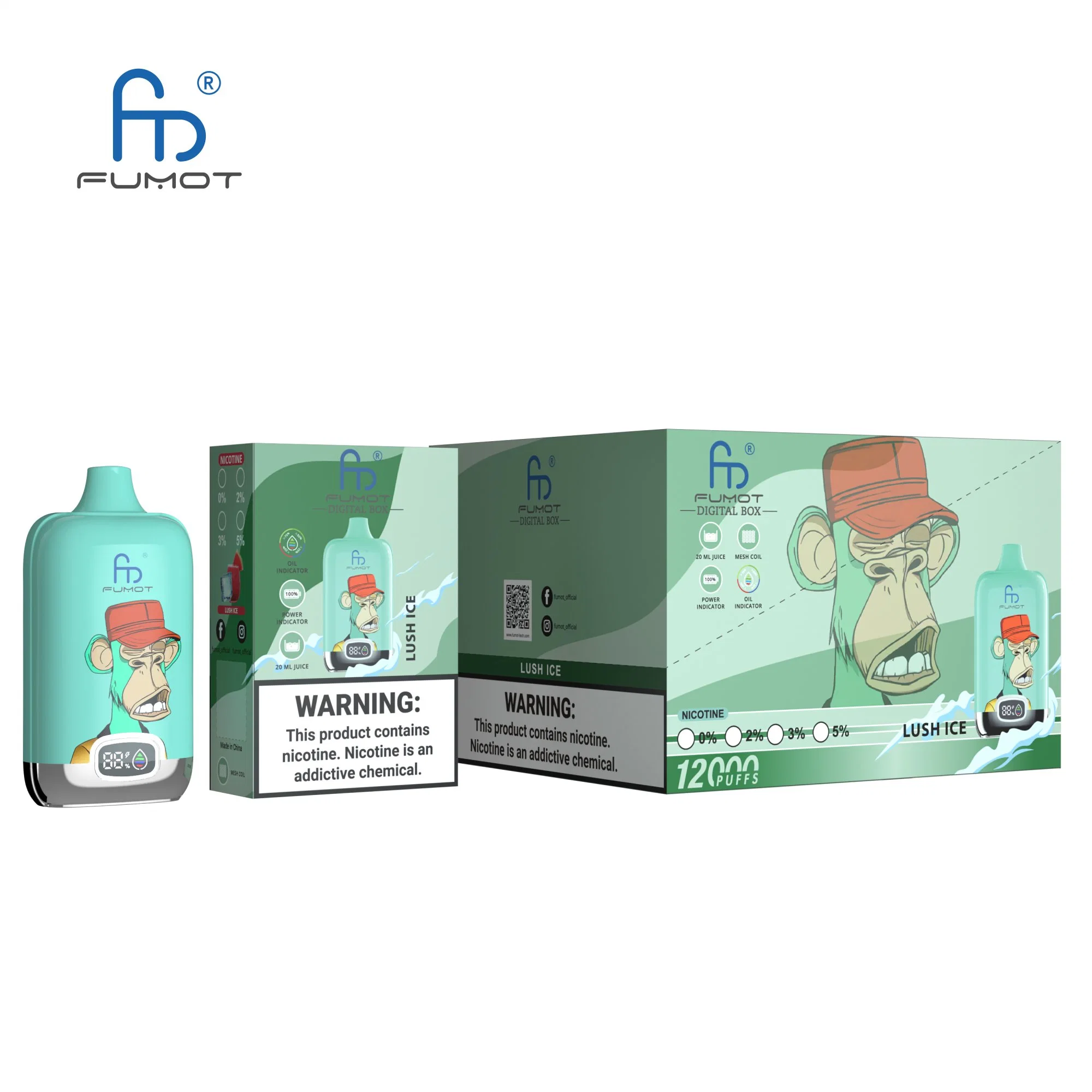 Fumot Digital Box 12K Puffs aceite indicador de alimentación VAPE desechable Indicador