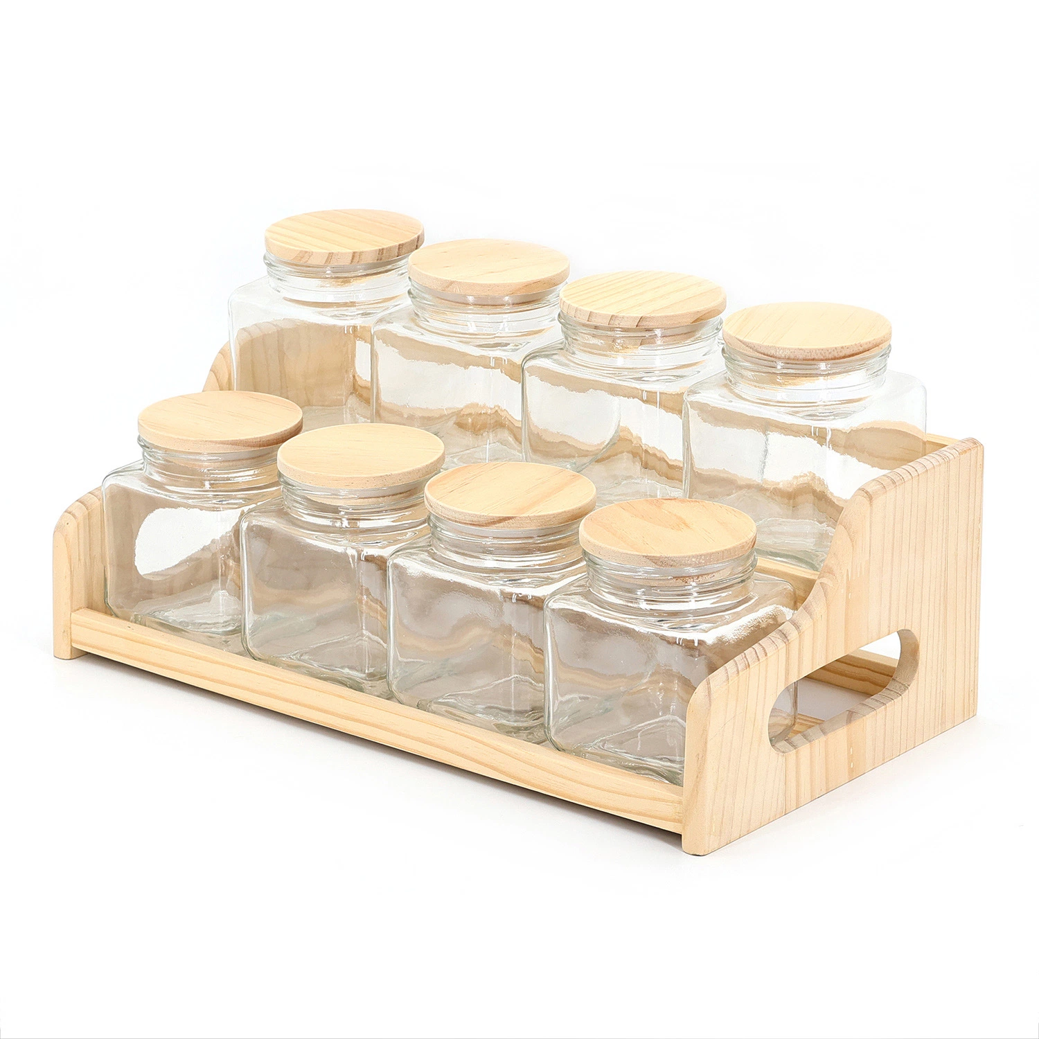 New Hot Sale Glass Spice Jars Set with Acacia Lids