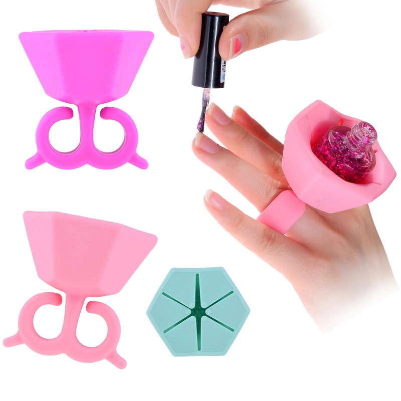 Silicone Grip and Tip Stand Bottle Wearable Nail Polish Bottle Holder