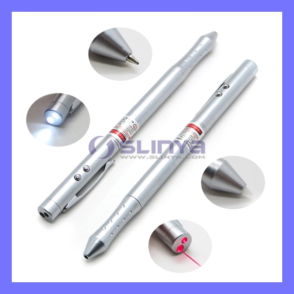 Promotion 4 in 1 Multifunction Metal Ballpoint LED Light Laser Pointer Metal Laptop Stylus Pen for Computer 3ds