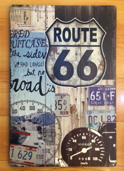 Wholesale/Supplier Wooden Plaque with Old Route 66 Designs for Wall Decor