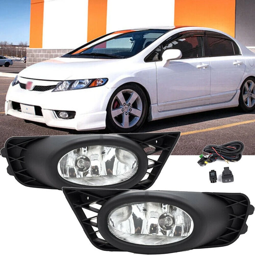 Car Accessories Bumper Fog Lights Driving Lamps W/Switch for 2009-2011 Honda Civic 4 Door Sedan