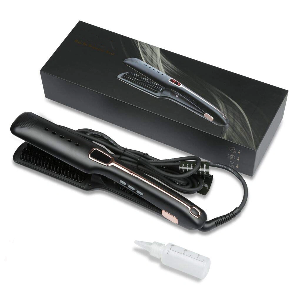 2 en 1 Lisseur céramique électrique sécheur Infrarouge peigne naturelles d'affichage du dispositif de courbure du rouleau de redressage brosse HOT Hair Straightener