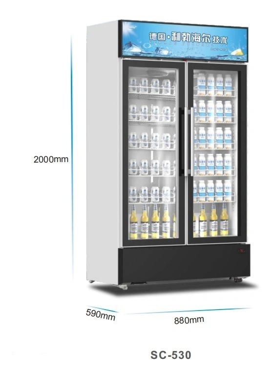 530L to 930L Coca-Cola Upright Display Chiller Upright Cooler Beer Beverage Fruit and Vegetable Showcase Manufacturer