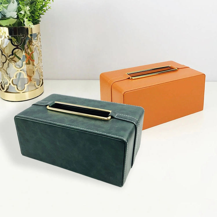 European Style High quality/High cost performance  Rectangular Leather Face Paper Tissue Boxes for Car and Home