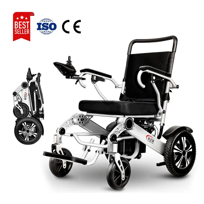Cadeira de rodas dobrável portátil para deficientes, em alumínio leve, manual e elétrica, com CE FDA.