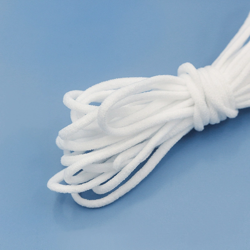 2.5 /3mm Flat Disposable Face Mask White Nylon Elastic Rope Earloop