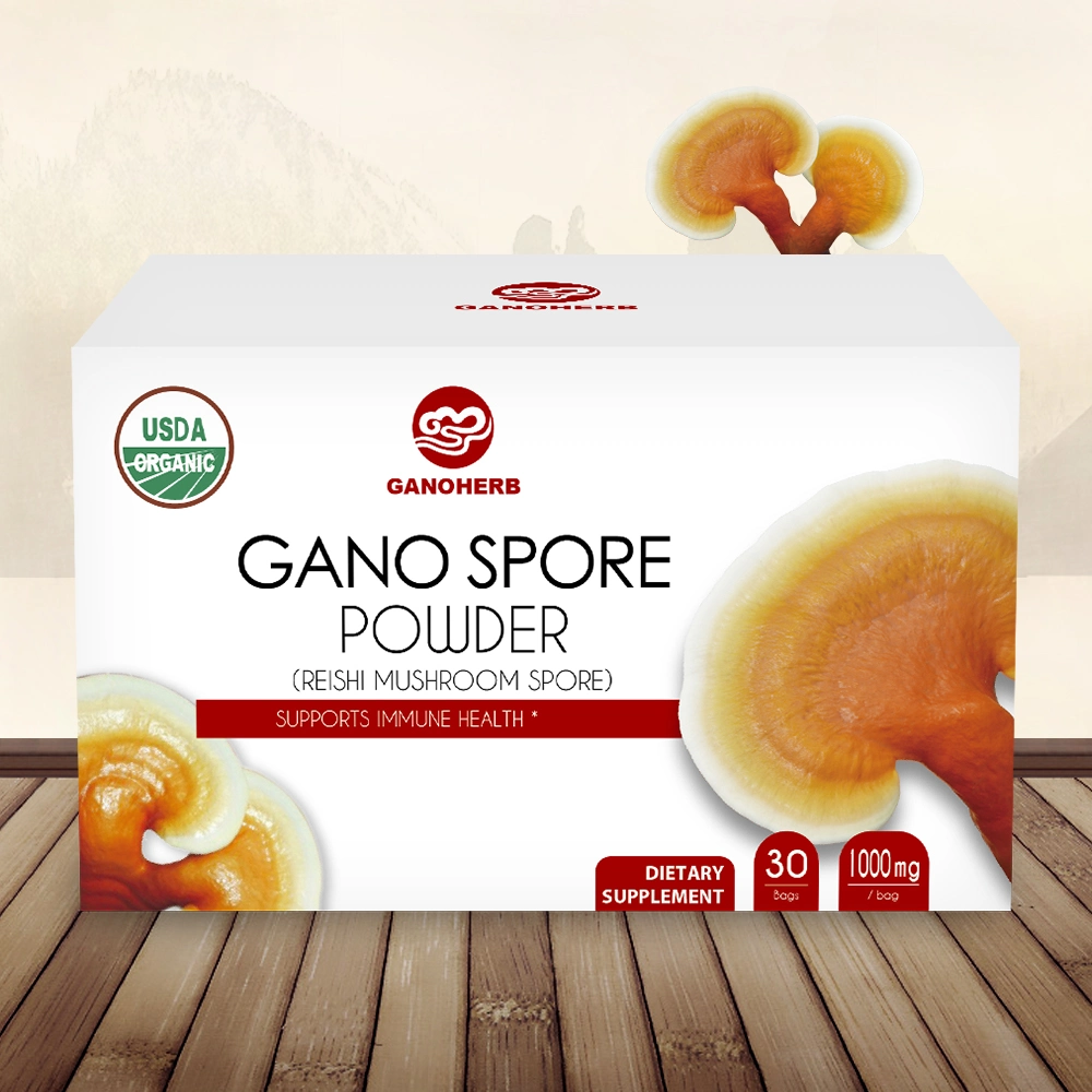 Ganoderma orgánico 100% de polvo de esporas de esporas de hongos Reishi