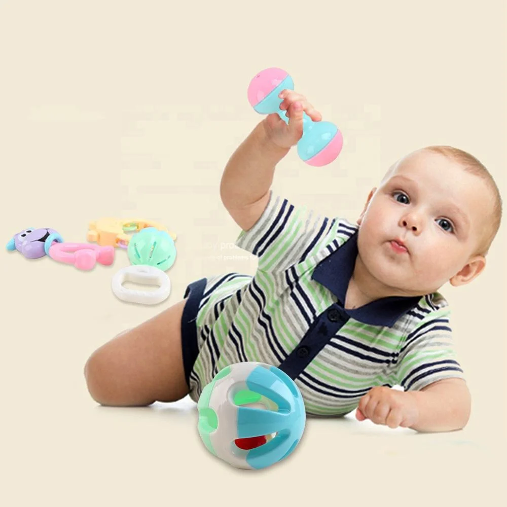 High quality/High cost performance  Infant Cute Cartoon Shaking Bell Cheap Plastic Baby Rattle and Teether Set for Infant Grab Sensory Early Development Learning Educational Toys