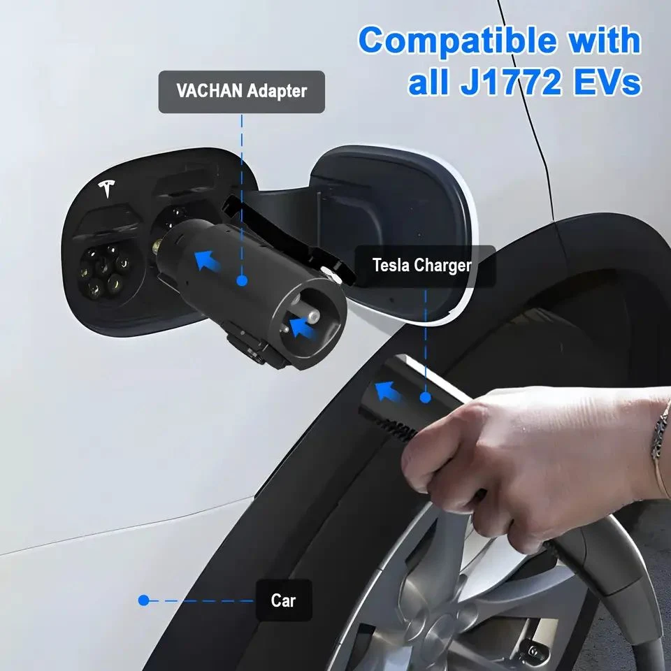 Portable AC Veículo Eléctrico Tipo1 Tipo 2 Gbt 80UM ADAPTADOR Tesla para J1772 Tipo1 de alta velocidade com carga Bloquear 80A 20kw Carro Conector de Carga 110V, 250V