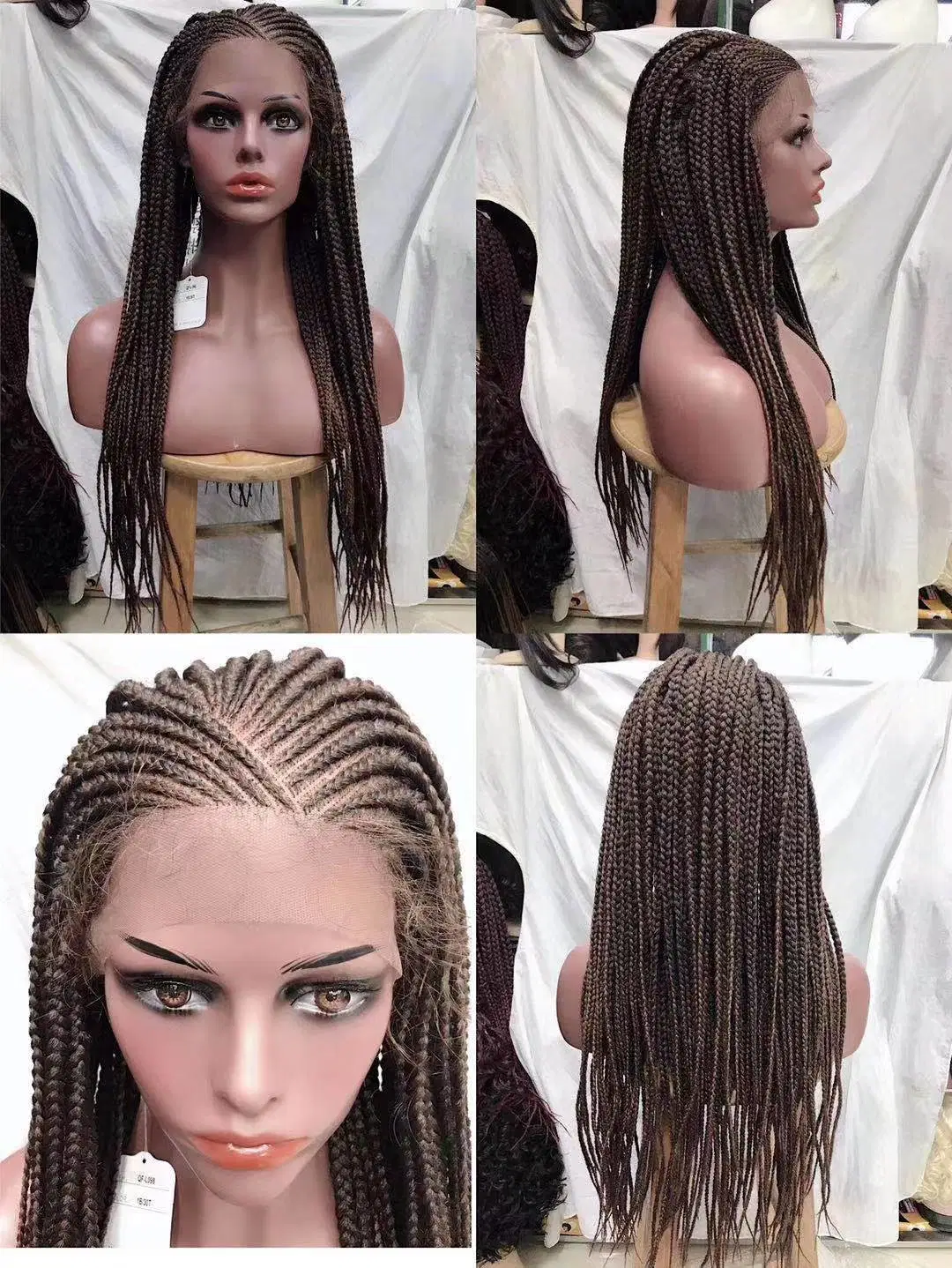 Crochet Micro Box Cornrow Braid Dreadlock Lace Frontal Wigs 100% Cheap Synthetic Fiber Hot Selling for Black Women Vendor