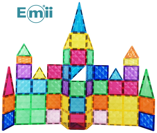 Emii Montessori Material Kids Educational Toys Magnetic Tiles Magnetic Blocks Plastic Building Blocks 120 PCS 3D Magnetic Puzzle