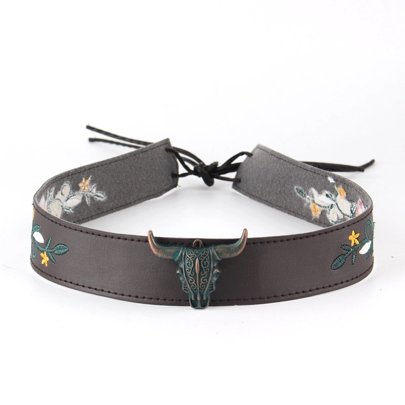 WESTERN Cowgirl chapeau de paille tissé fleur Antique laiton Cow Accessoires Cuir Hatband