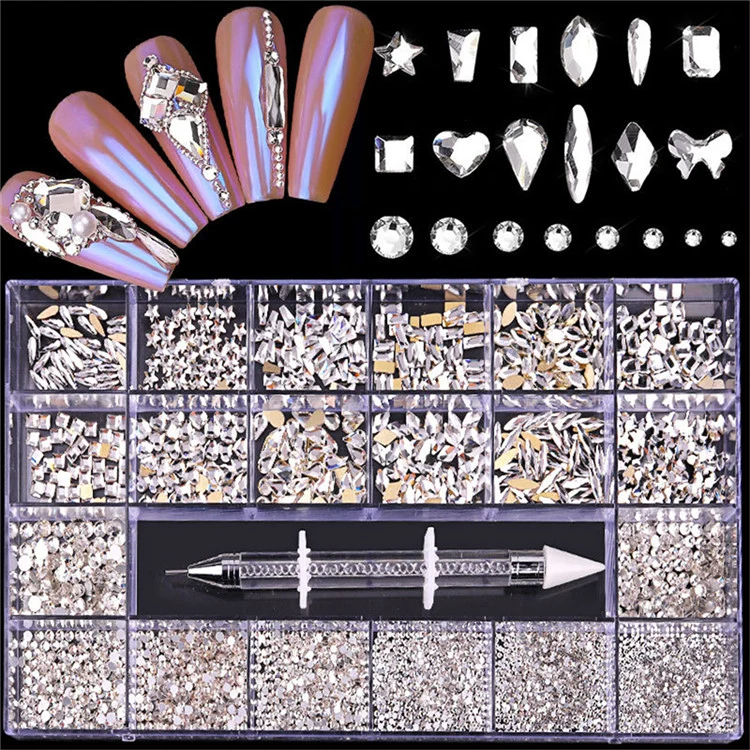 1000PCS 3D Flatback AB Nail Art Diamond/Crystal/Rhinestone Kit bijoux pour Décoration