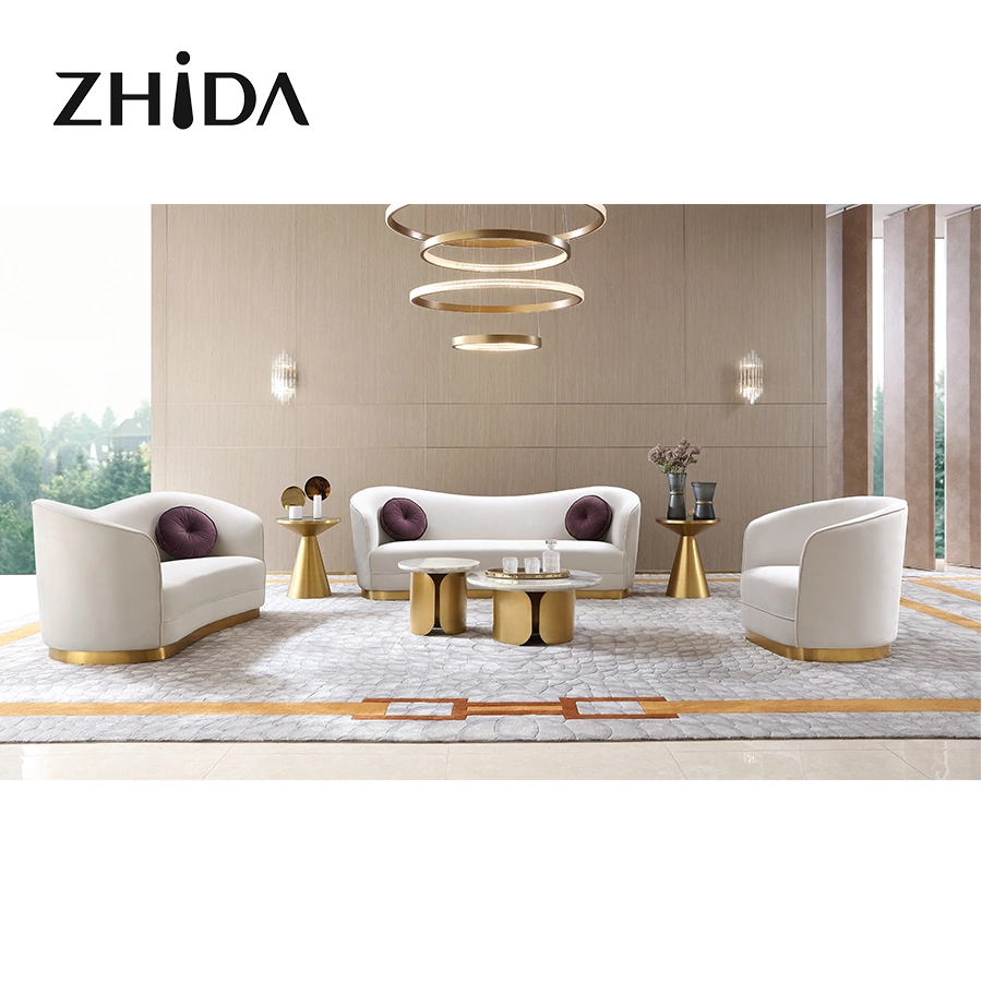 Modernes Italienisches Design Startseite Luxuriöse Möbel Villa Wohnzimmer 1 2 3-Sitzer Samt Sofa-Set Hotel Freizeit Rezeption Sektional Sofa zum Verkauf