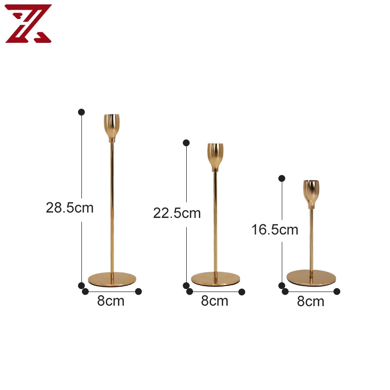 European Gold Silver Candlesticks Stand Metal Candle Holders for Home Decor