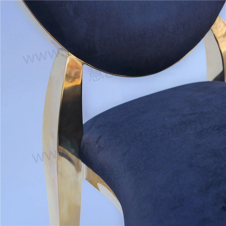 Gold stainless Steel Blue Fabric Dior Chairs for Wedding Event