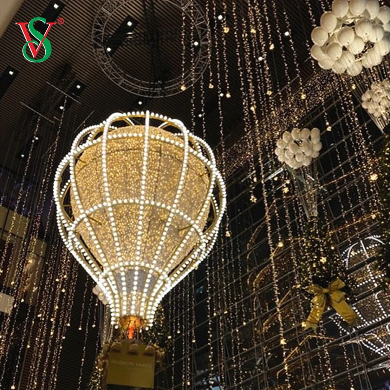Outdoor LED 3D Christmas Motifs Hot Air Balloon Displays for Commercial Street Light Show