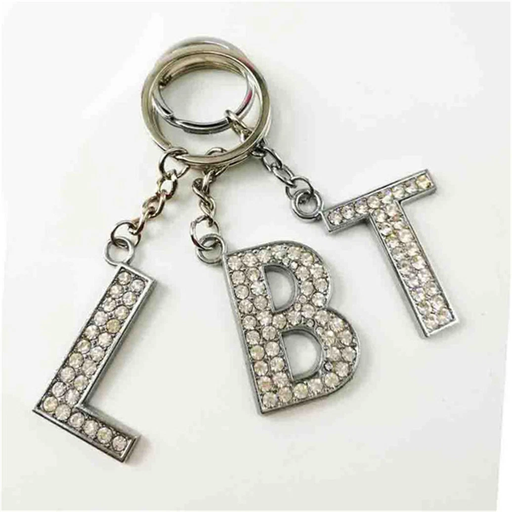 Fashion Crystal Rhinestones Alphabet Keyring Initial Letter Key Ring Chain Key Chain Letter K Keychain Bag Pendant Jewelry