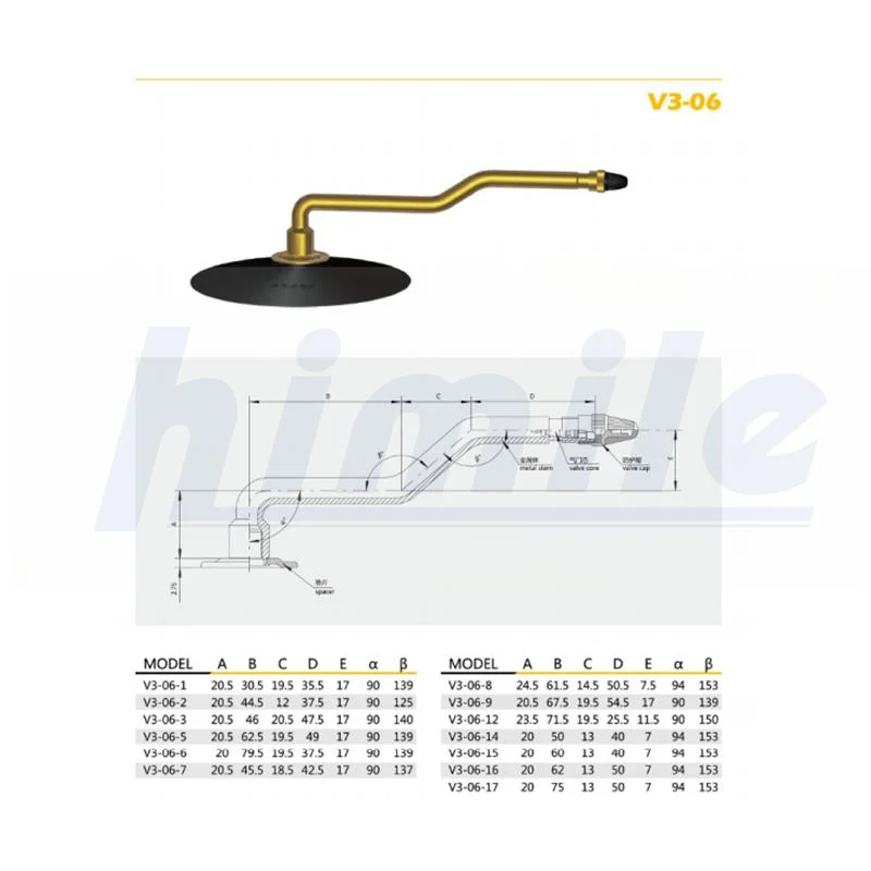 Himile Car Tyre Valve V3-06-1 Bus and Heavy-Duty Truck Valves OTR Valve Auto Parts Tube Tyre Valve.