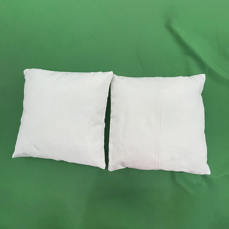 Sublimación Poly Linen fundas de almohada 100% poliéster algodón sensación de lino Suave tela Natural Sublimación Blanco Natural 40x40cm 15,7" X 15,7" con Zipper