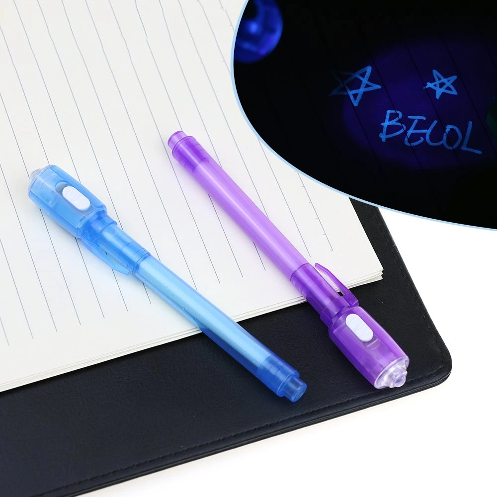 Stylo marqueur à encre invisible avec lumière UV pour détecteur de faux billets en promotion.