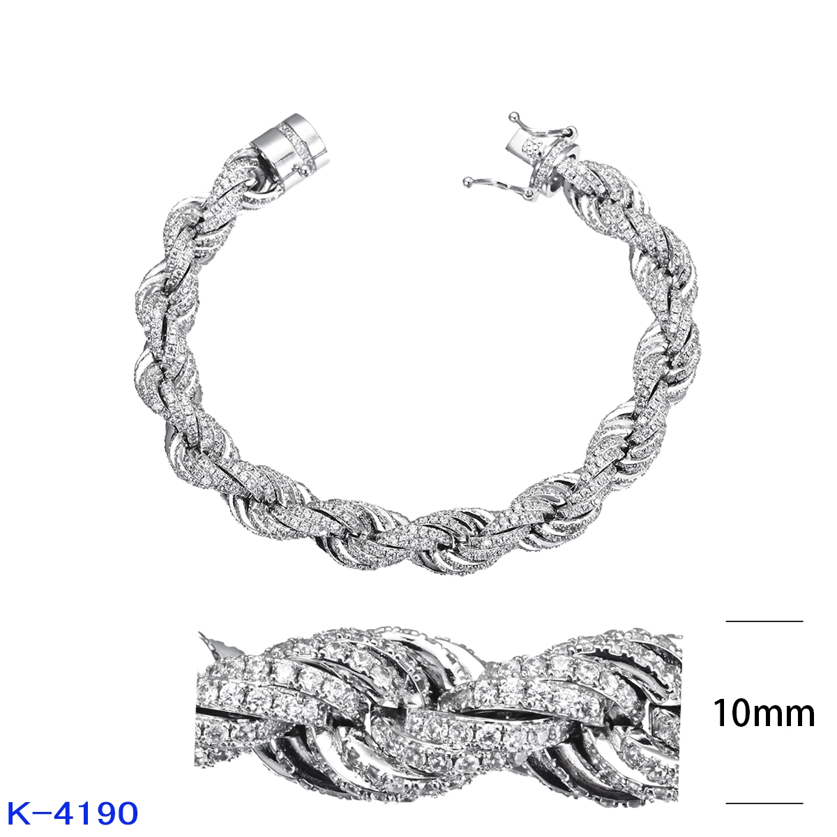 New Fashion 925 Sterling Silver Jewelry CZ Cuba Rope Chain Bracelet for Men