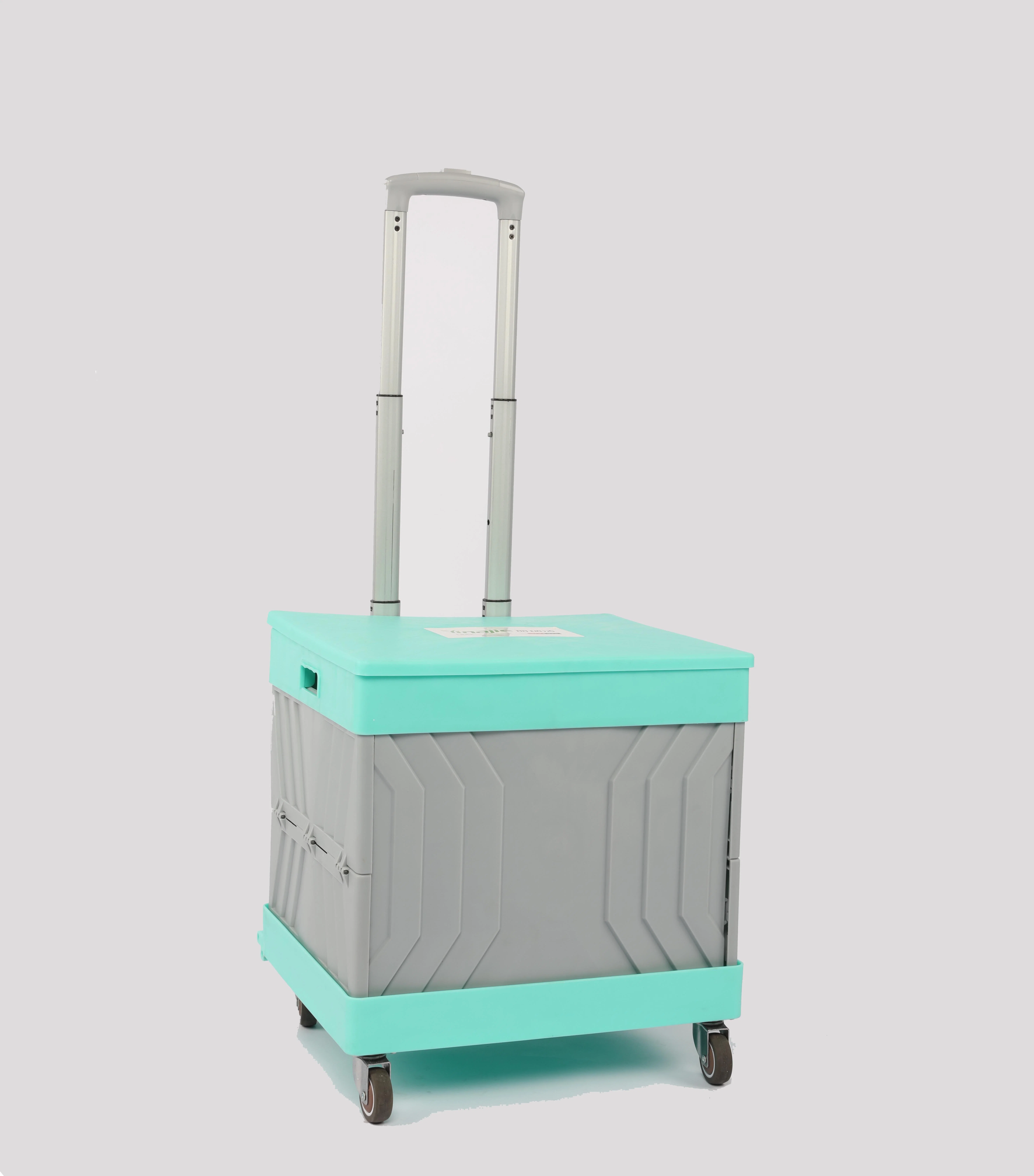 Chariot de courses pliable multifonctionnel en plastique avec roues pour supermarché