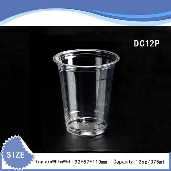 12oz Gobelet jetable populaire en plastique PET pour boissons froides, café, gelée et jus.