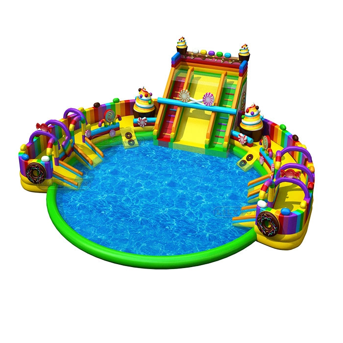 Beach Giant Inflatable Obstacle Inflatable Water Park Inflatable Pool with Water Slide