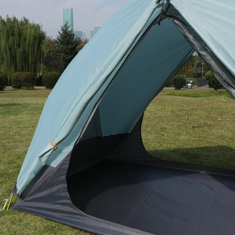 Customized Blue Color Polyester Fabric 3-4 Person Double Layer Windproof Family Camping Tent with 2 Doors