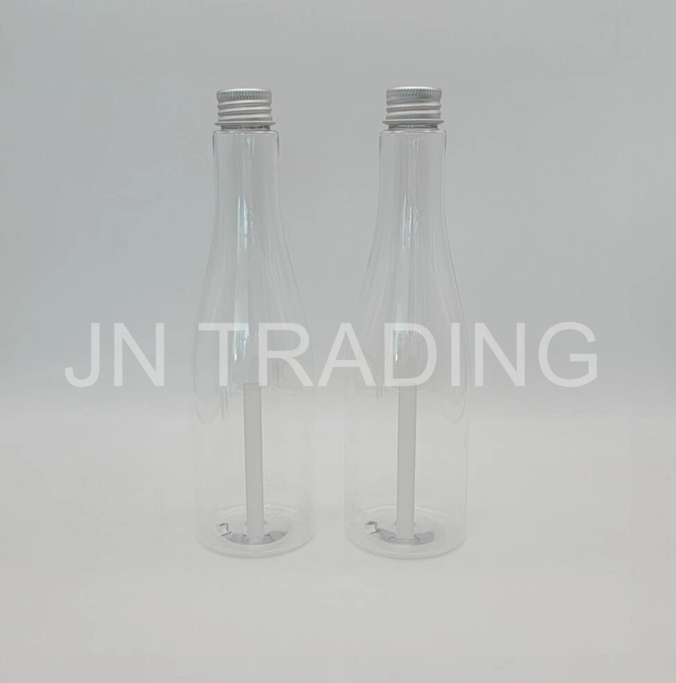 100ml 300ml Plastic Wine Bottle Shape Plastic Toner Bottle with Aluminum Screw Cap