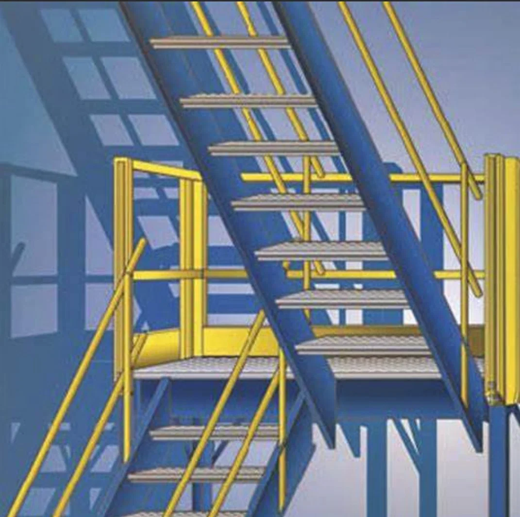 Design personalizado que torna a montagem de plataformas de plataformas de trabalho em aço de alta resistência E escadas de alumínio para campos industriais