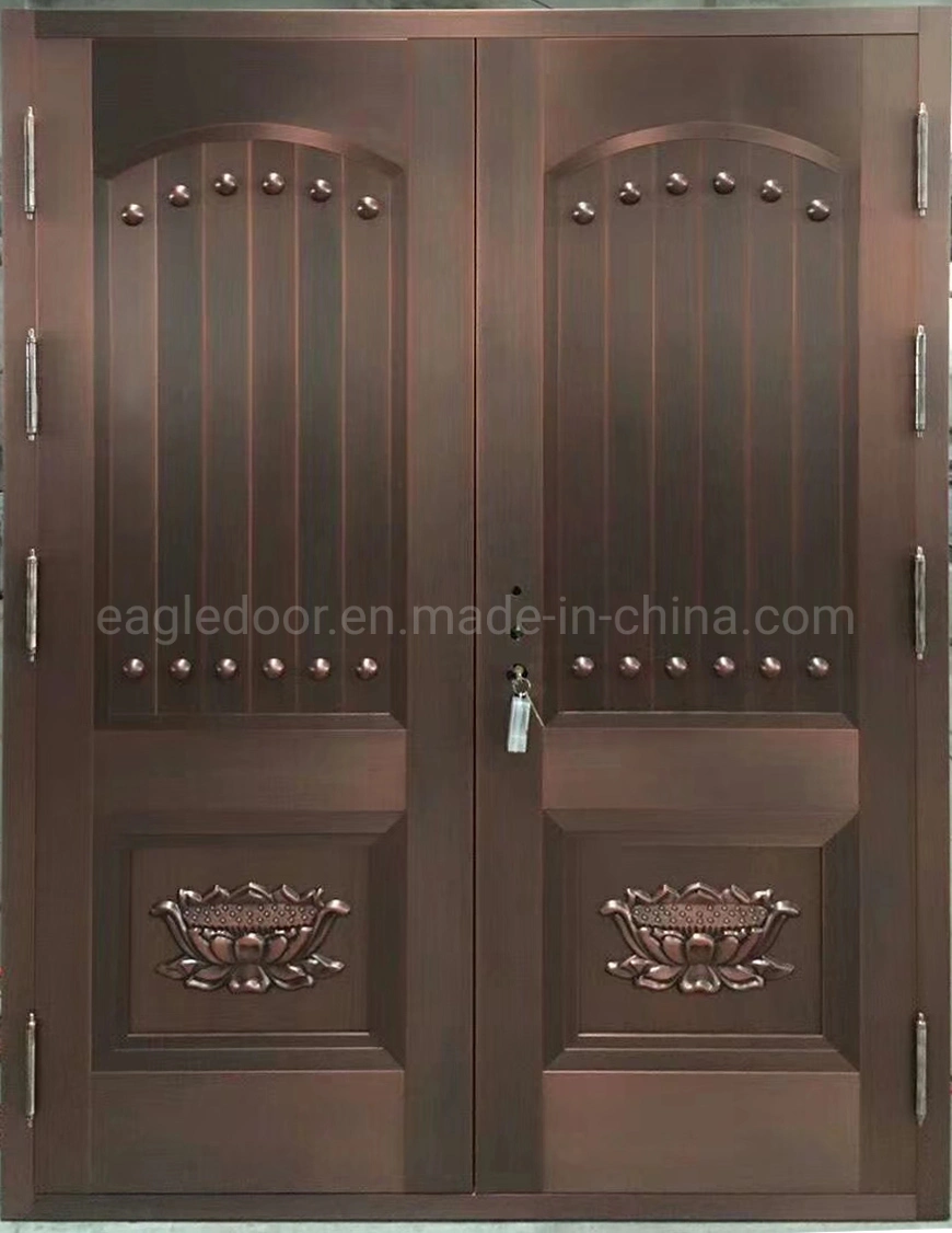 Middle East Luxury House Front Copper Door Home Exterior Security Metal Bronze Door