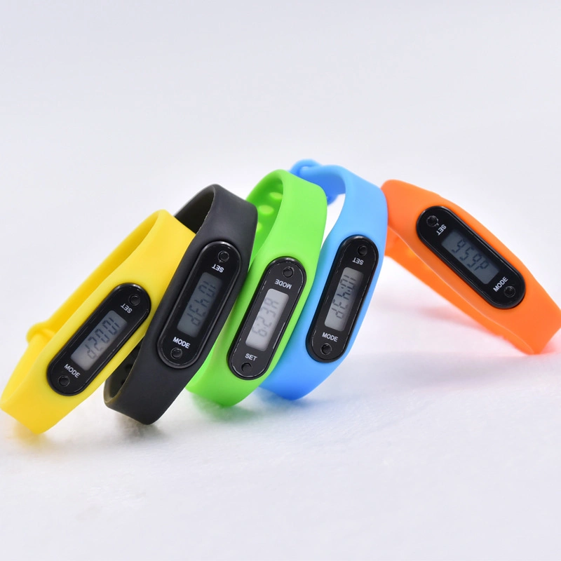 Customized OEM Digital Calorie Pedometer Watch with Wristband Sport Cheap Bracelet Silicone Pedometer Watch