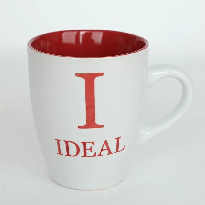 11oz Fashion Venda quente fora interior branco vermelho caneca de café