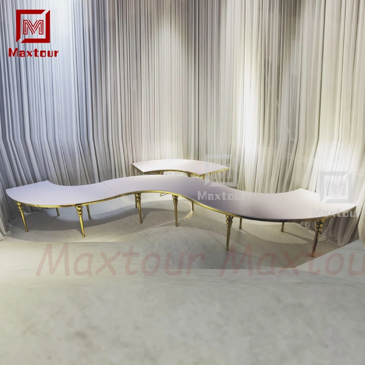 Big Round Half Moon Shape Gold Stainless Steel Wedding Event Dining Tables