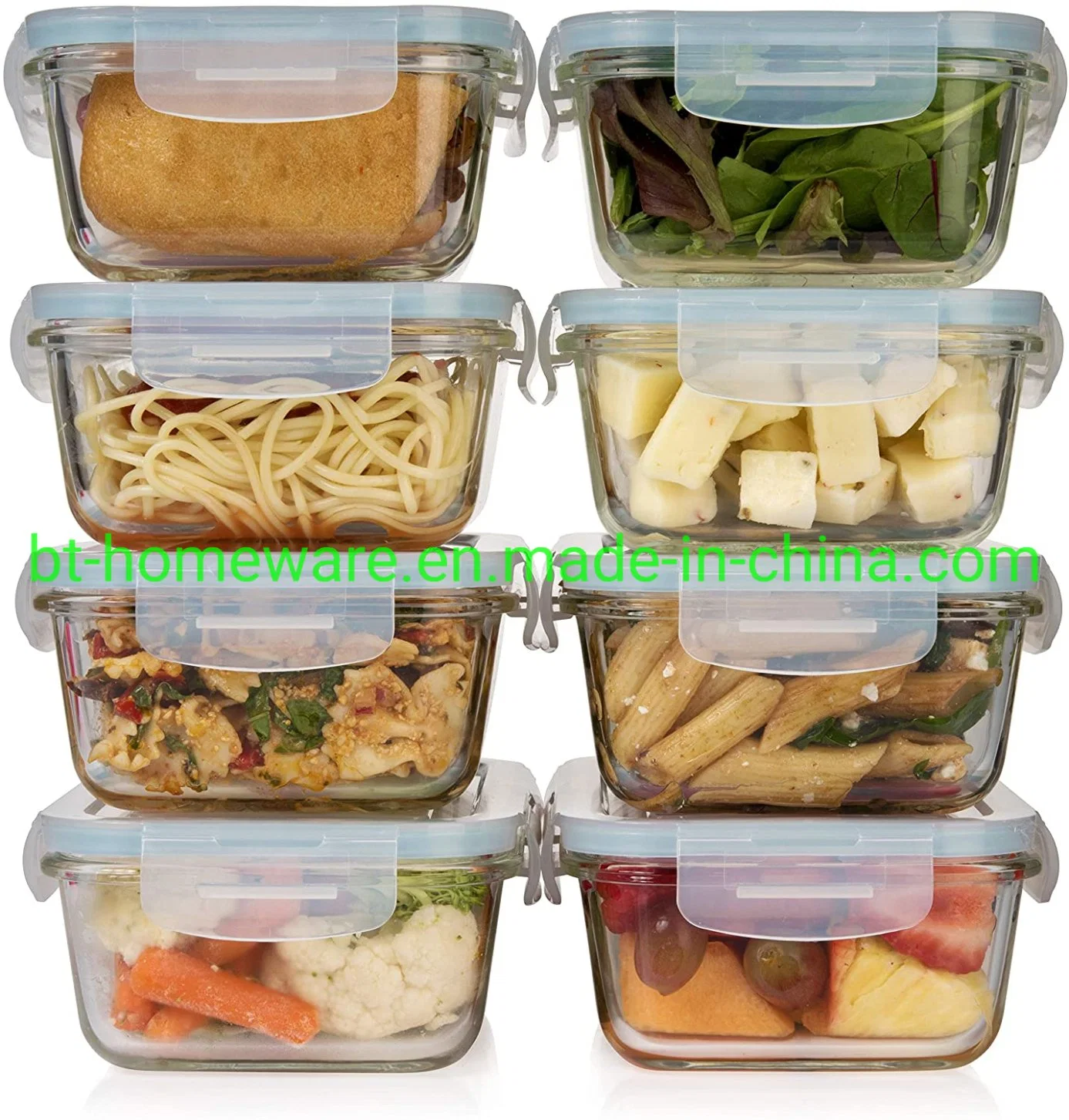 Wholesale 1040ml 34oz Glass Rectangle Lunch Box Food Storage Meal Preparation Box with Leakproof Bisphenol a-Free Airtight Lid Oven-Safe Glas